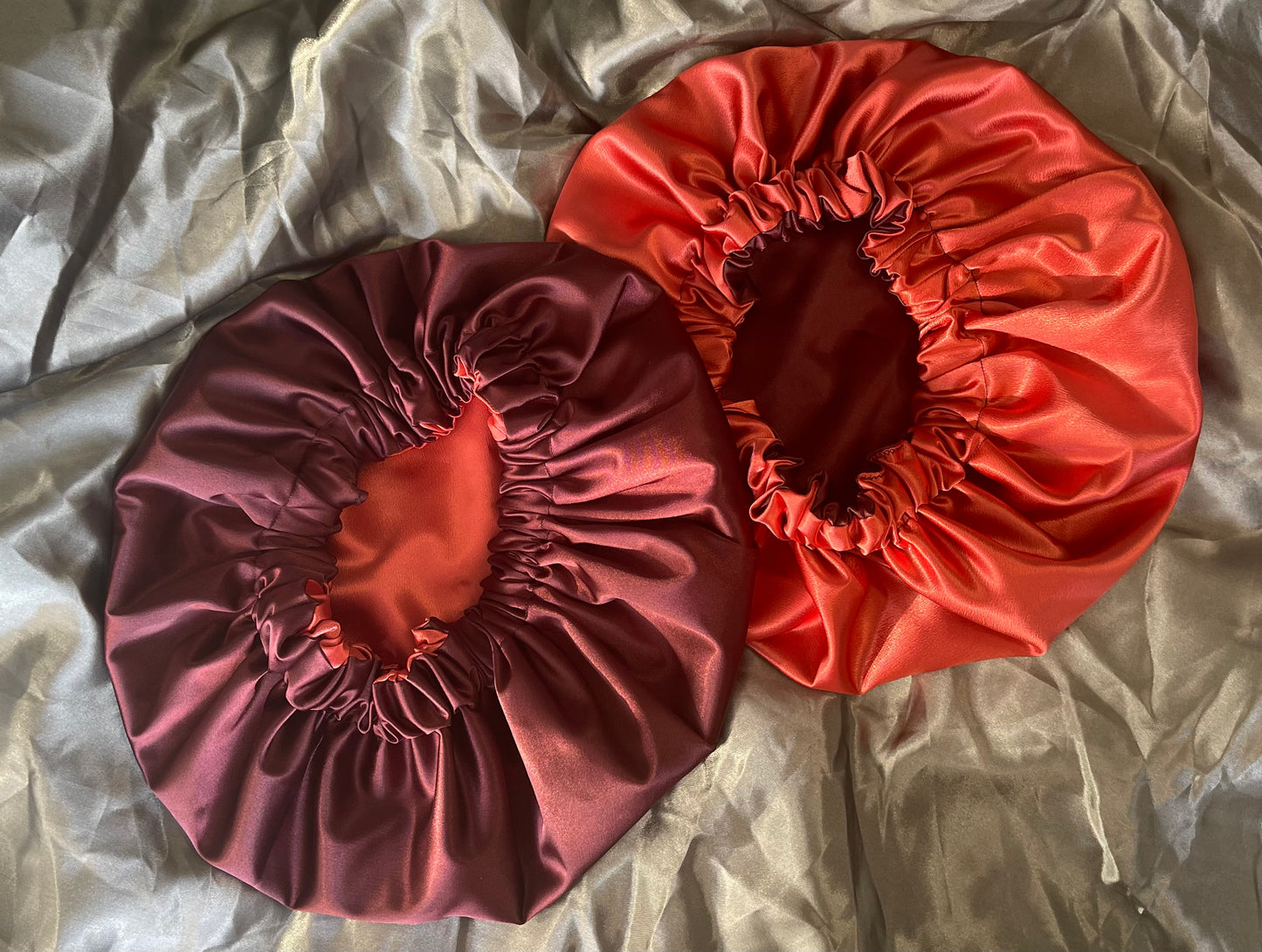 "Raspberry Peach" Reversible Satin Bonnet