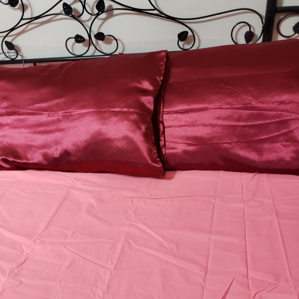 Burgundy Satin Pillowcase