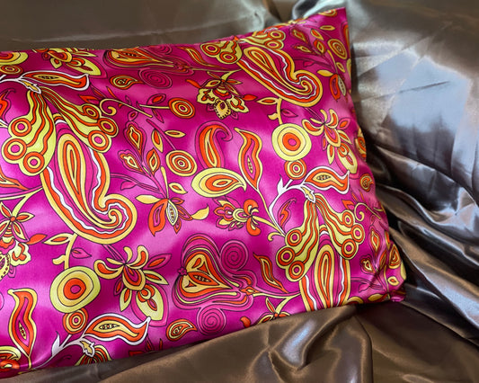 Pink Paisley Satin Pillowcase